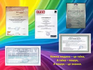 Кожна людина – це таїна,
А таїна – пошук,
А пошук – це знання.
 