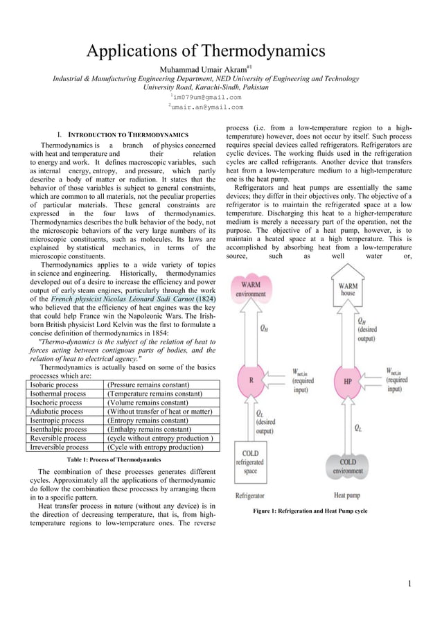Applications of thermodynamics PDF