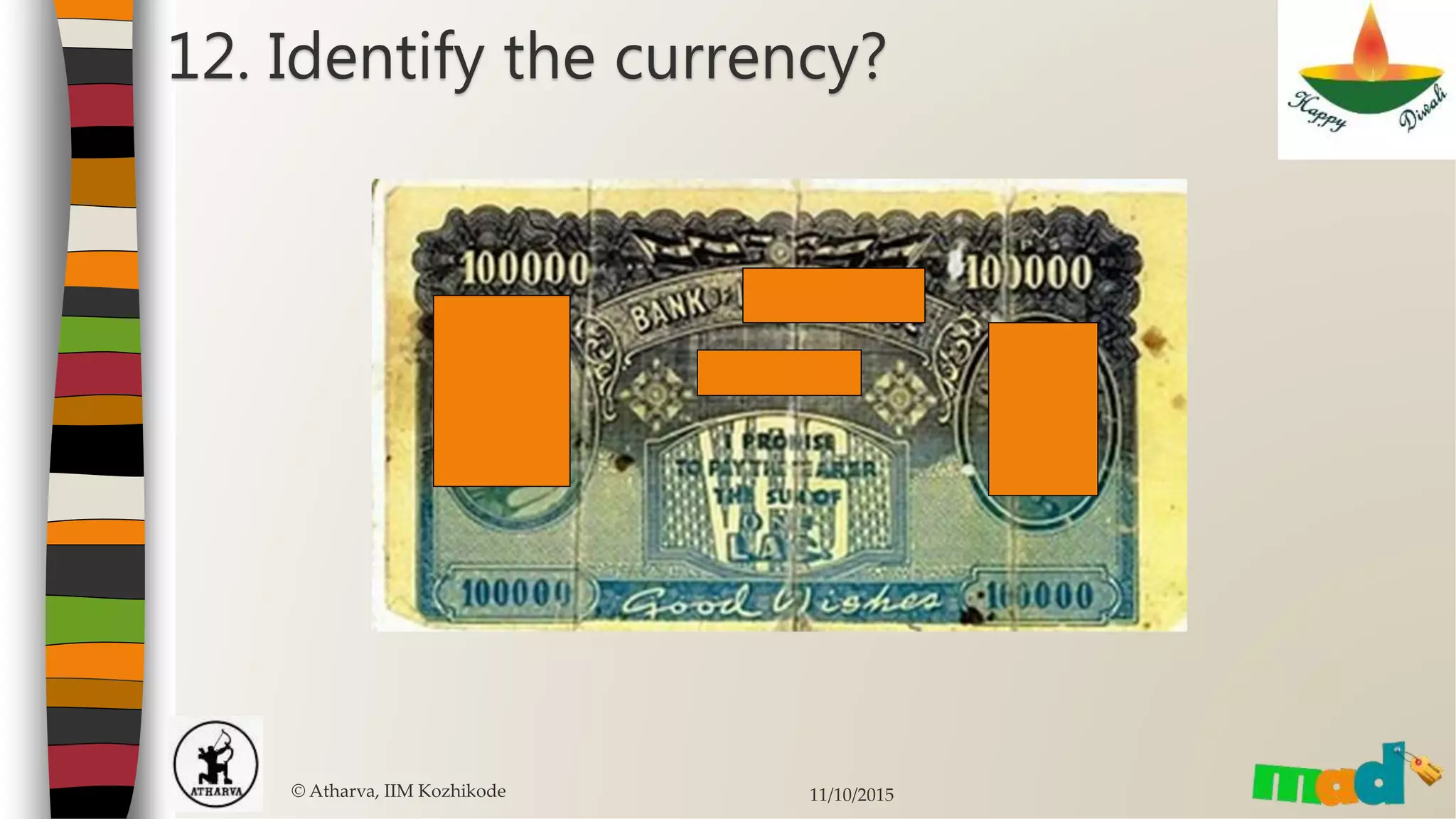 12. Identify the currency?
© Atharva, IIM Kozhikode 11/10/2015
 