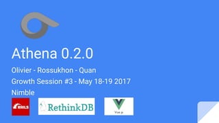 Athena 0.2.0
Olivier - Rossukhon - Quan
Growth Session #3 - May 18-19 2017
Nimble
 