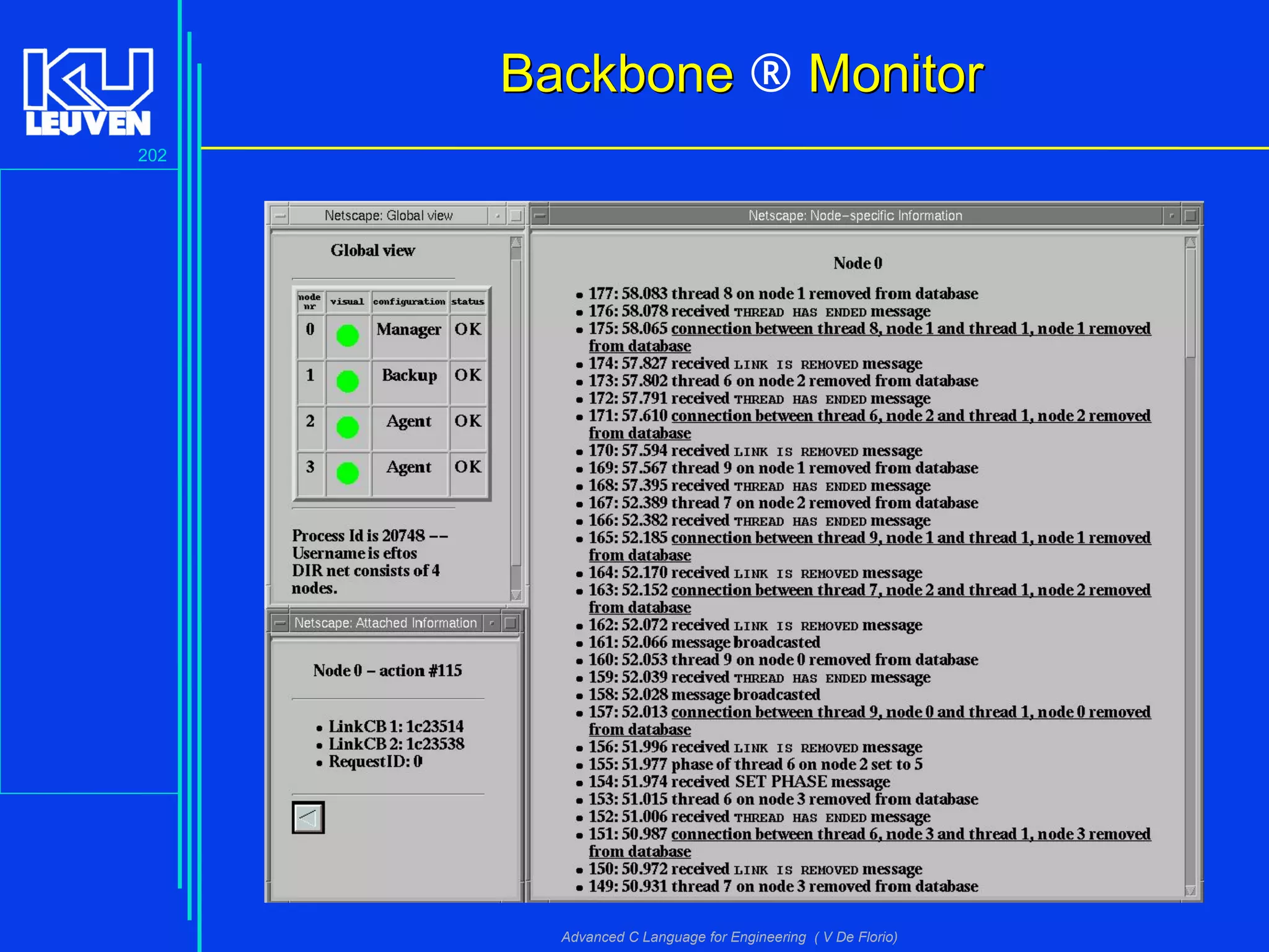 202
Advanced C Language for Engineering ( V De Florio)
BackboneBackbone ® MonitorMonitor
 