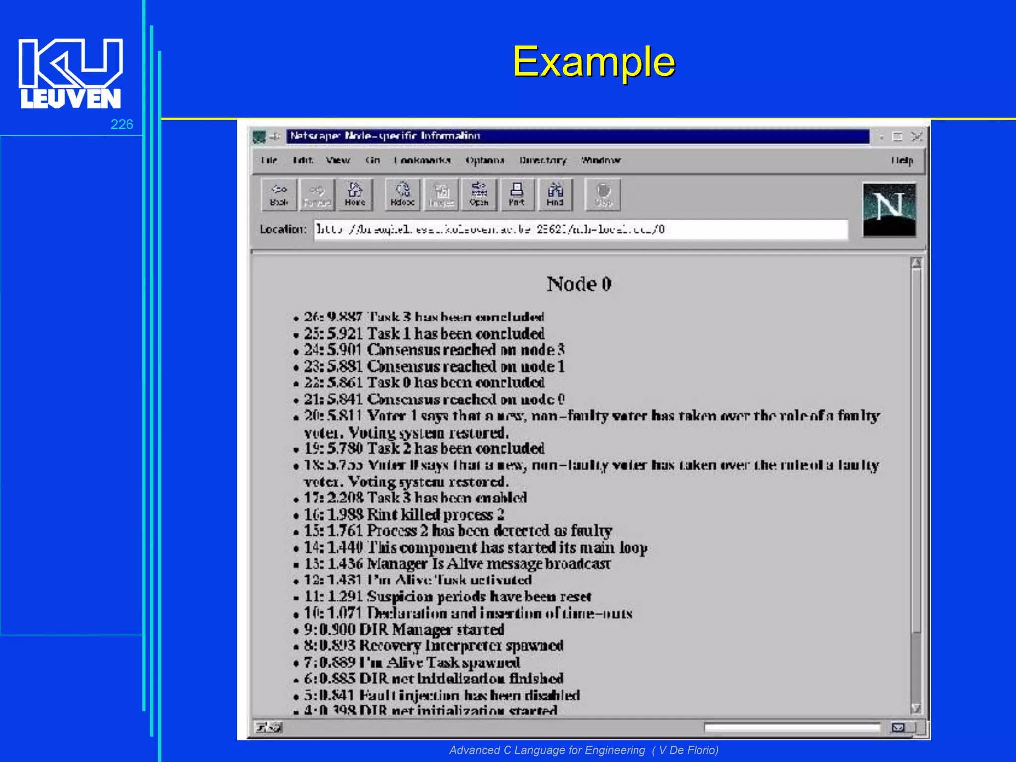 226
Advanced C Language for Engineering ( V De Florio)
ExampleExample
 
