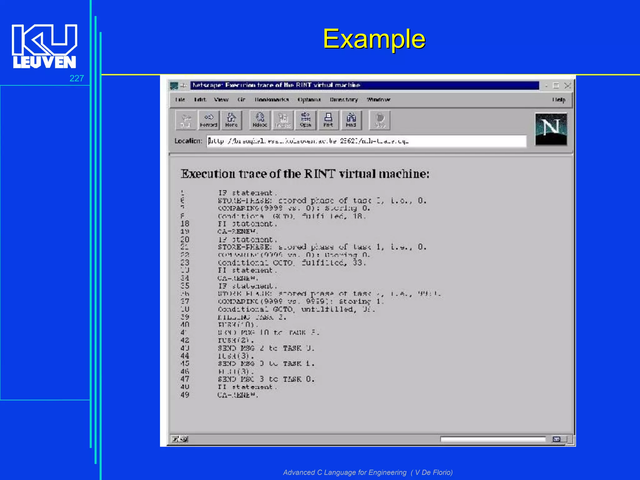 227
Advanced C Language for Engineering ( V De Florio)
ExampleExample
 