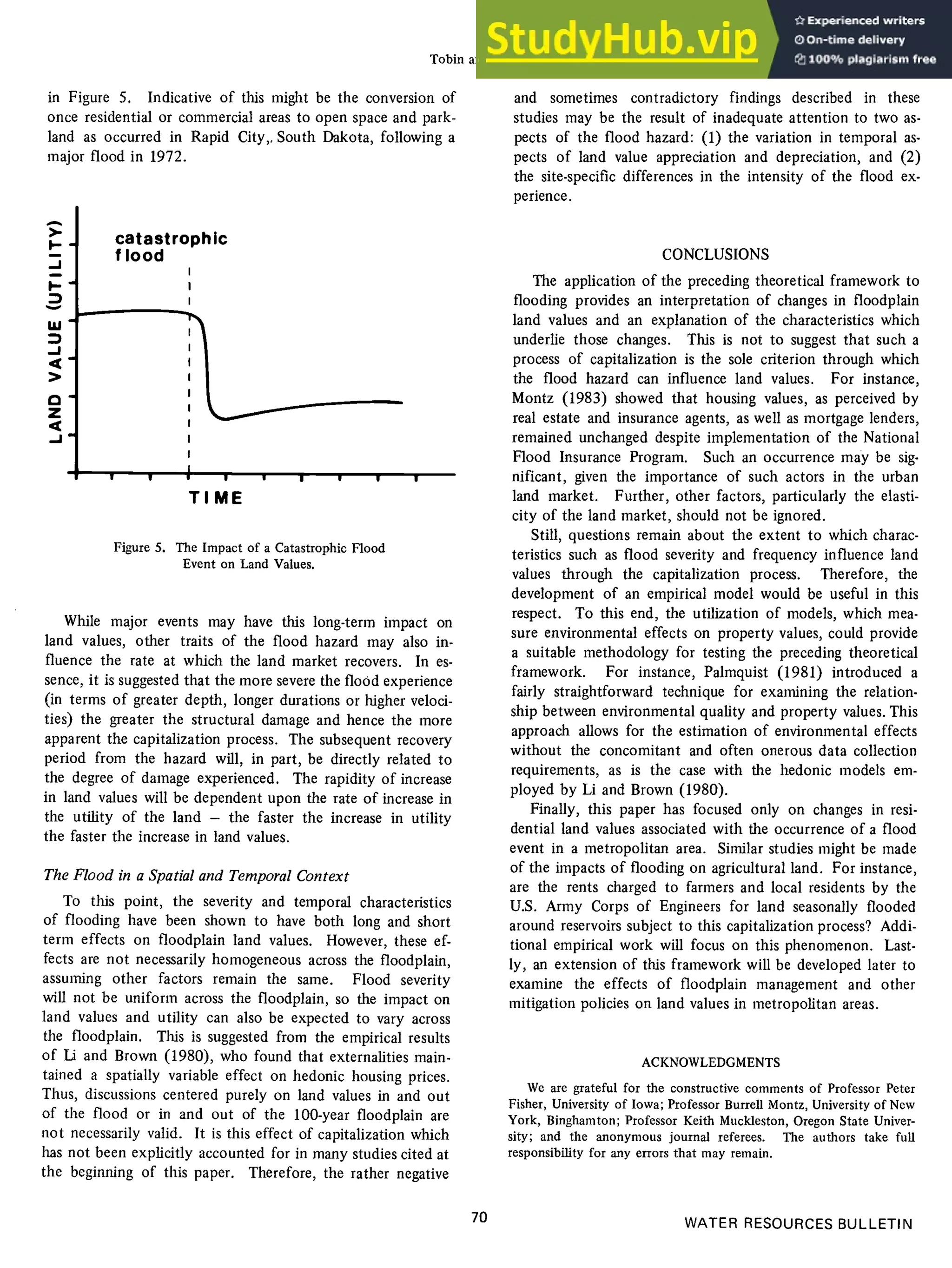 A THEORETICAL FRAMEWORK OF FLOOD INDUCED CHANGES IN URBAN LAND VALUES | PDF