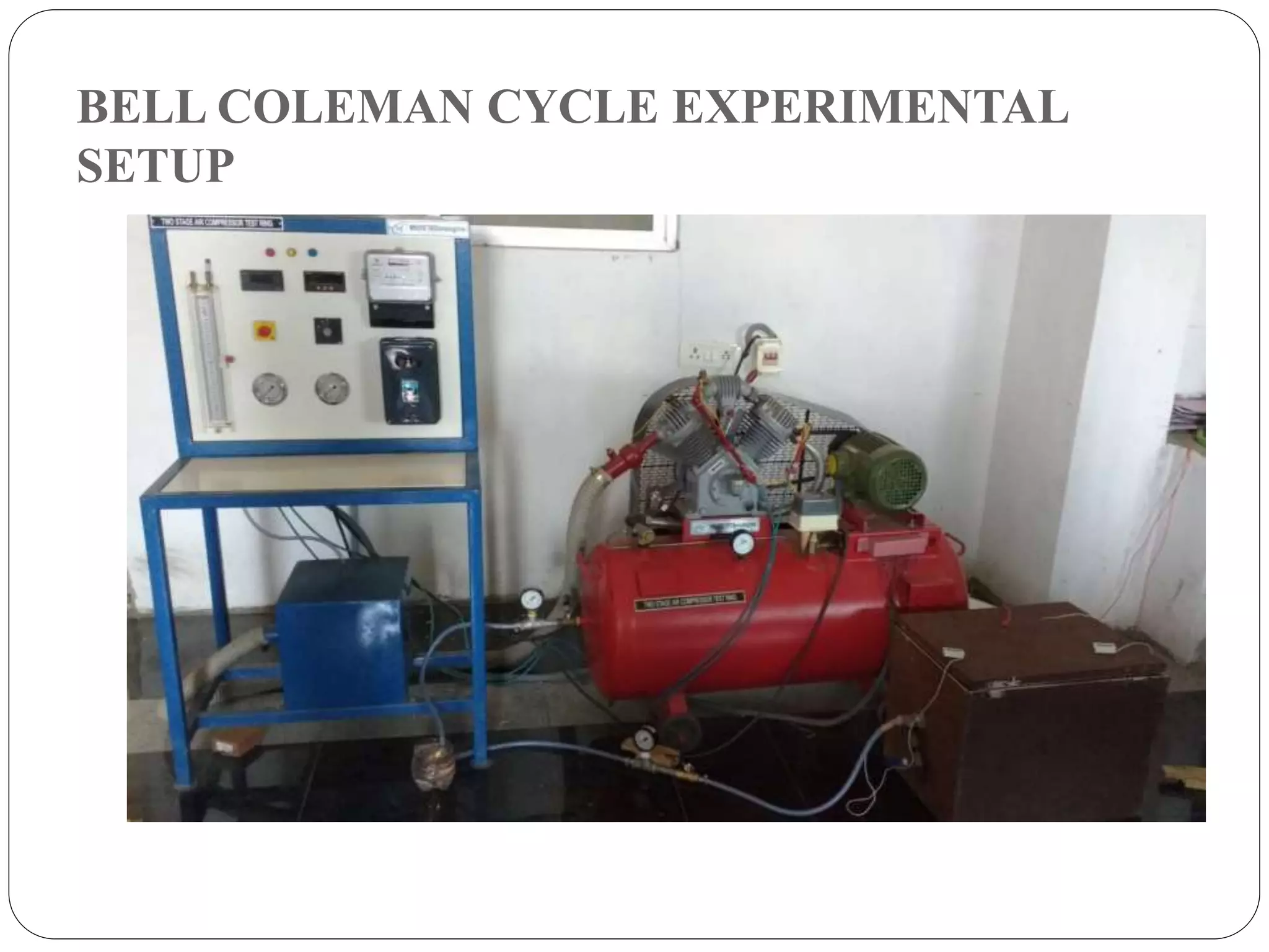 BELL COLEMAN CYCLE EXPERIMENTAL
SETUP
 