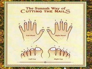 MAKANDudukdenganposisi kaki lututkanandinaikkankeranaiamampumenjagakeseimbanganruangdalamperut. Makangunatangankanan.MenjilatjariMakandalamsatudulangsecaraberjemaah(iftar). Iadapatmengelakkanpembazirandanmenguatkanikatansilaturrahimterutamanyasahabatdansuamiisteri.Makanketikalapar, berhentisebelumkenyang.NabibersabdakepadaAisyahr.a. " Seringlahmengetukpintusyurga,niscayaakandibukakanuntukmu,Aisyahbertanya ' bagaimanacaranyakamimembiasakanmengetuknya?nabi saw bersabda ' Denganlapardandahaga“.“Akanterjadipadaummatkuseseorangmemakansemuajenismakanan, meminumsemuajenisminuman, memakaisemuajenispakaiandanbanyakberbicara. Maka, merekaitulah paling jeleknyaummatku.”