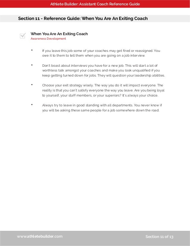 Athlete Builder Assistant Coach Reference Guide Section 11