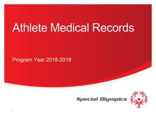 Athlete Medical Records
Program Year 2018-2019
1
 