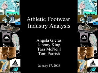 Athletic Footwear  Industry Analysis Angela Gieras Jeremy King Tara McNeill Tom Parrish January 17, 2003 