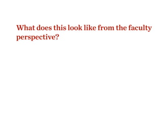 What does this look like from the faculty
perspective?
 