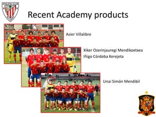 Recent Academy products
Asier Villalibre
Xiker Ozerinjauregi Mendikoetxea
Iñigo Córdoba Kerejeta
Unai Simón Mendibil
 