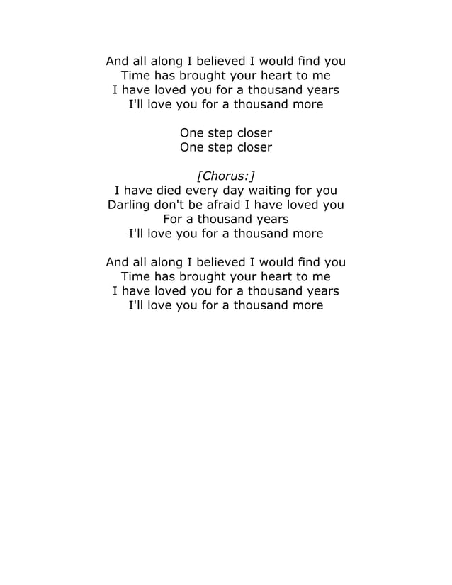 A thousand years Lyrics