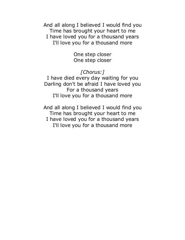 A Thousand Years Lyrics