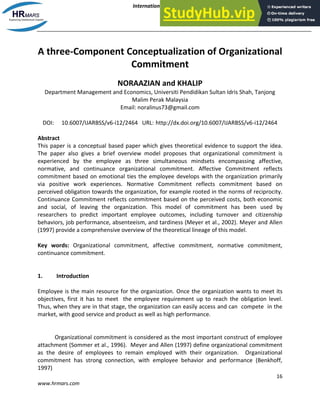 A Three-Component Conceptualization Of Organizational Commitment | PDF
