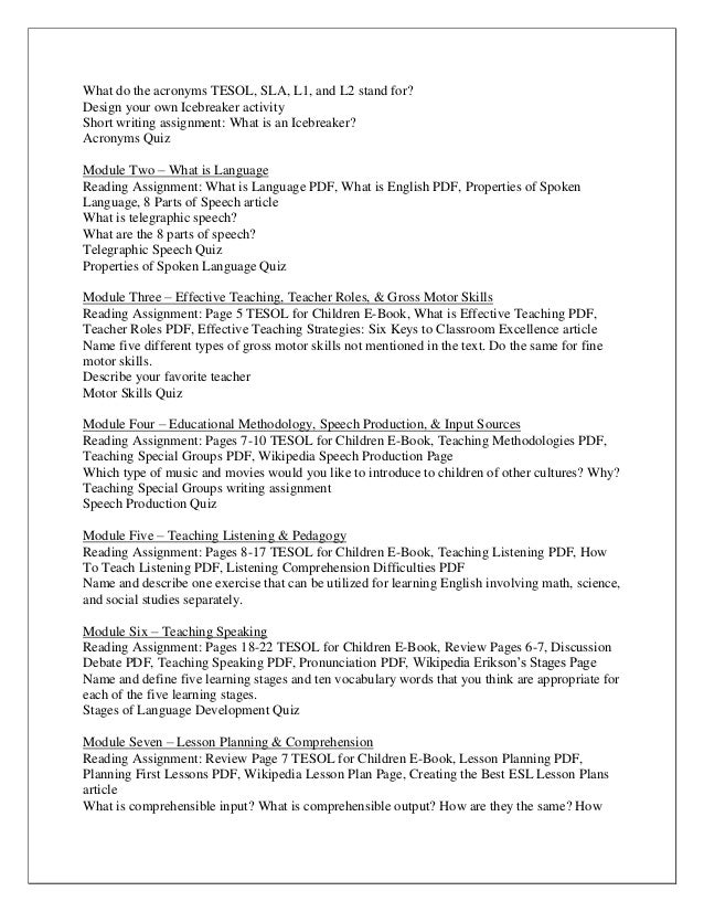 Writing assignments for esl students