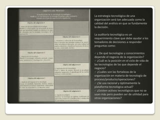 El desarrollo de tecnología es para asegurar una posición de liderazgo o de ventaja competitiva. La progresión tecnológica involucra a la tecnología y a las finanzas.