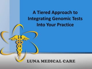 A Tiered Approach to
Integrating Genomic Tests
     Into Your Practice
 