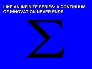 LIKE AN INFINITE SERIES: A CONTINUUM
OF INNOVATION NEVER ENDS
 