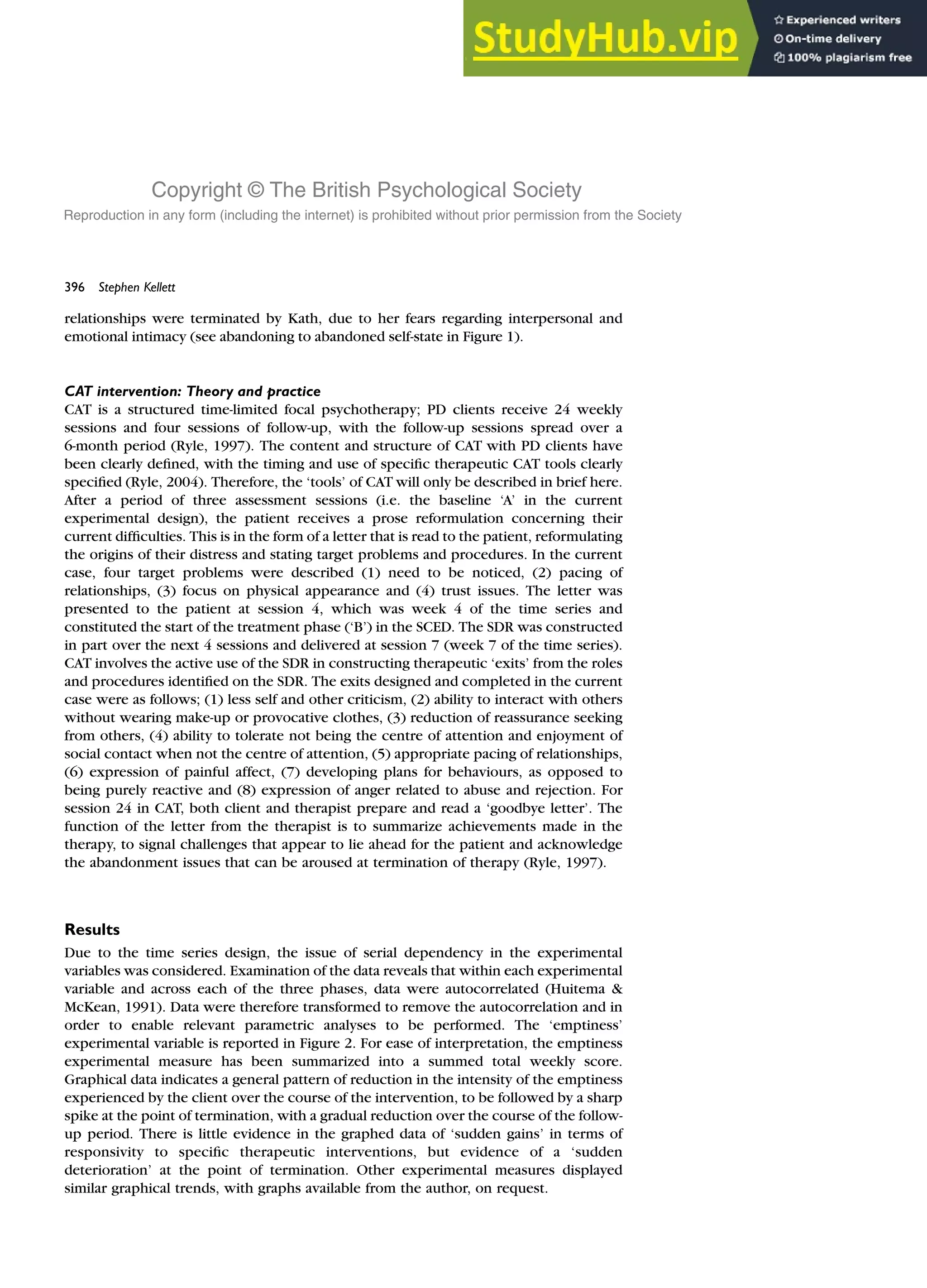 A Time Series Evaluation Of The Treatment Of Histrionic Personality ...