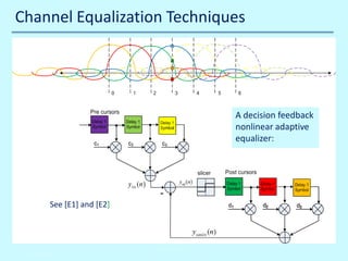Channel Equalization Techniques

A decision feedback
nonlinear adaptive
equalizer:

See [E1] and [E2]

10/30/2013

© John Reyland, PhD

 