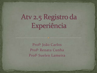 Profº João Carlos
 Profª Renata Cunha
Profª Suelen Lameira
 