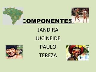 COMPONENTES:
    JANDIRA
   JUCINEIDE
     PAULO
     TEREZA
 