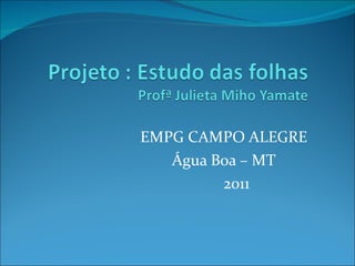 EMPG CAMPO ALEGRE  Água Boa – MT  2011 