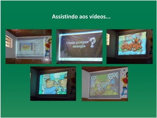 Apresentar o vídeo De onde vem a energia elétrica?Desenvolvimento2º Momento:Explorar as imagens das usinas hidrelétricas, que aparecem no vídeo para sensibilizá-los dos impactos ambientais que a construção de usinas podem trazer à região. 