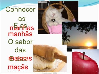 Conhecer as  manhas E das  maçãs O sabor das  massas E as  manhãs 