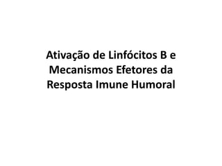 Ativação de Linfócitos B e
Mecanismos Efetores da
Resposta Imune Humoral

 