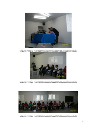 ARQUIVO PESSOAL: PROFESSORA IZABEL CRISTINA COSTA DE ARAÚJO RODRIGUES




ARQUIVO PESSOAL: PROFESSORA IZABEL CRISTINA COSTA DE ARAÚJO RODRIGUES




ARQUIVO PESSOAL: PROFESSORA IZABEL CRISTINA COSTA DE ARAÚJO RODRIGUES


                                                                        32
 