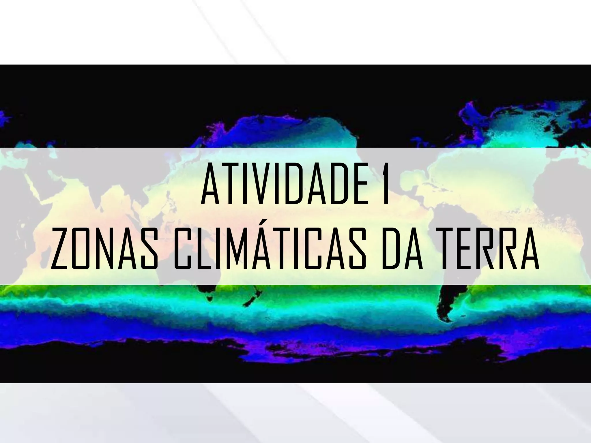 ATIVIDADE 1
ZONAS CLIMÁTICAS DA TERRA
 