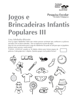 O Jogo e A Educação Infantil, PDF, Brinquedos