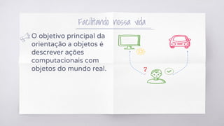 O objetivo principal da
orientação a objetos é
descrever ações
computacionais com
objetos do mundo real.
Facilitando nossa vida
?
 