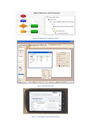 Figura 4 -Fluxograma feito utilizando o ForeUI
Figura 5 -Interface do ForeUI
Figura 6 - Prototipagem mobile utilizando ForeUI
 