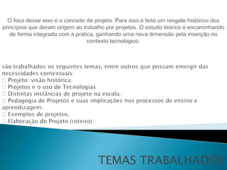TEMAS TRABALHADOS
 