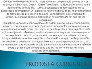 PROPOSTA CURRICULAR
 
