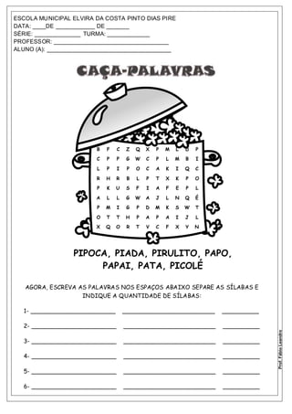 CAÇA PALAVRAS - Imprimir Caça Palavras, PDF, Business