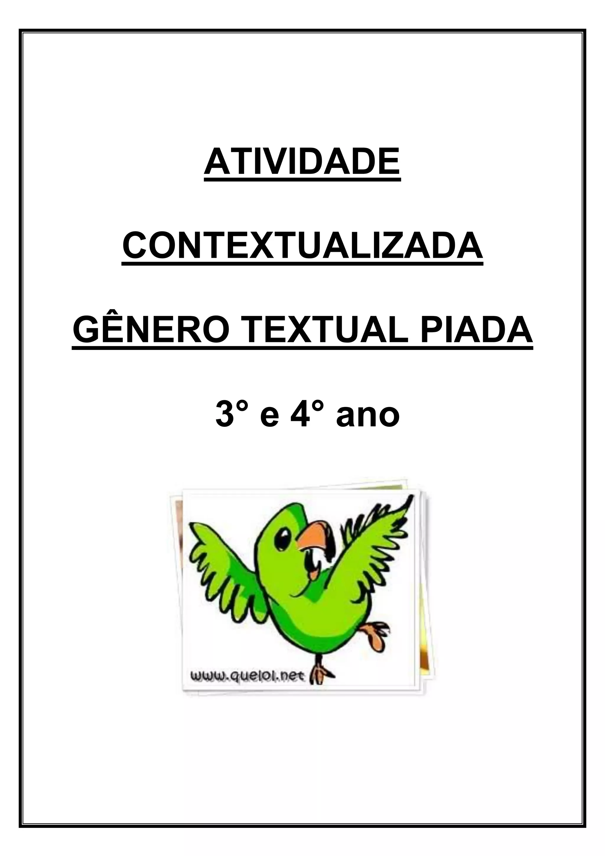 Atividade contextualizada piada PDF