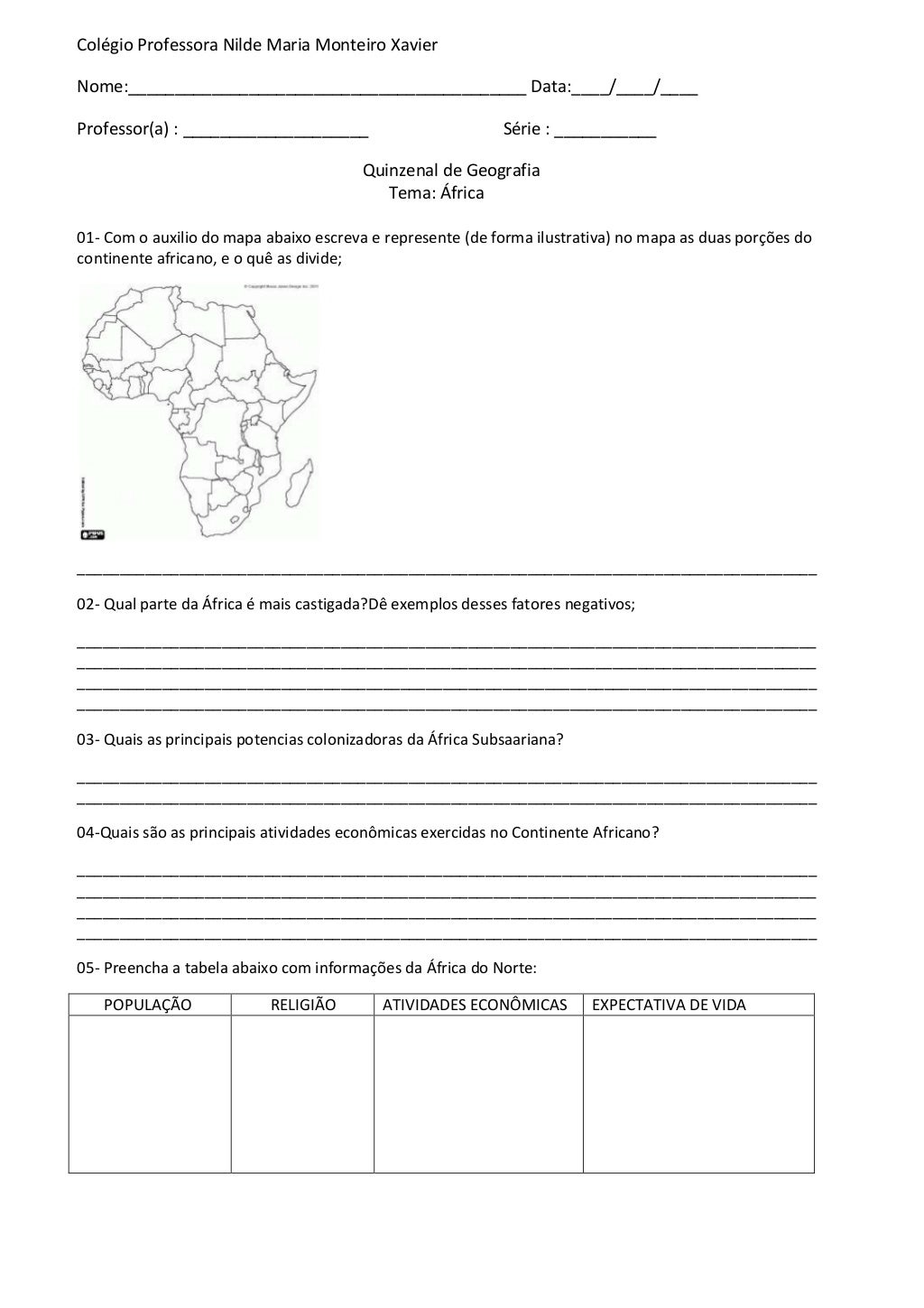 Questões Sobre A áfrica 7 Ano Com Gabarito - BINKEDU