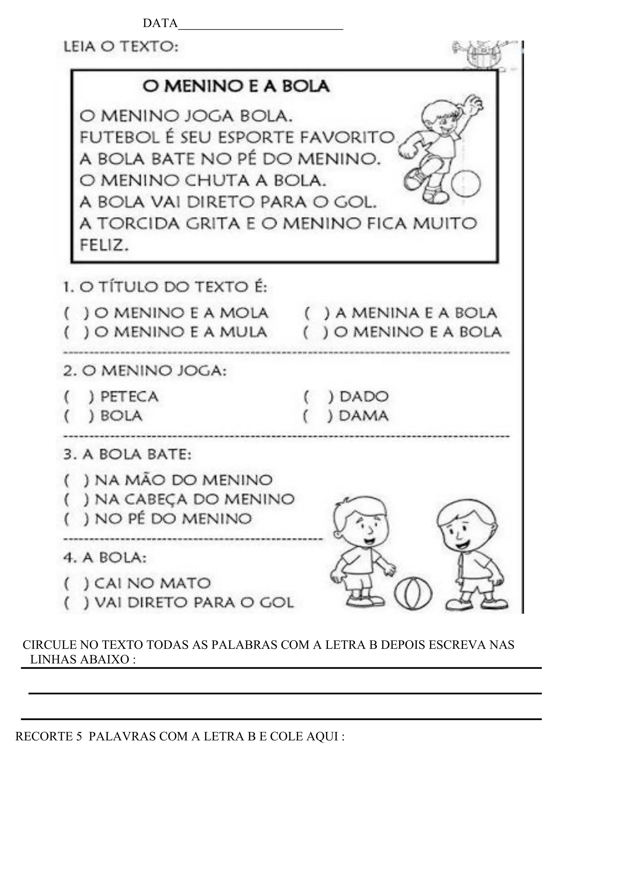 Atividades de escrita e leitura- 2° Ano. | PDF