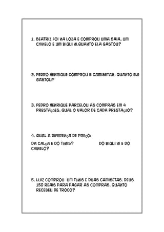 Atividade Diversas de Matemática