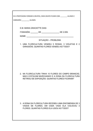 Atividade Diversas de Matemática