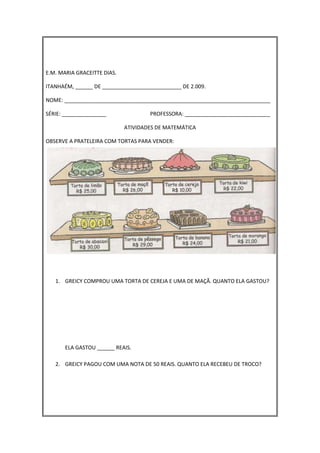 Atividade Diversas de Matemática