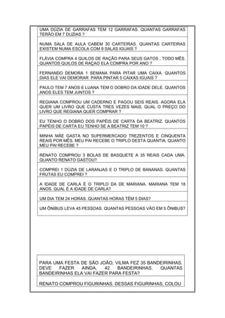 Atividade Diversas de Matemática