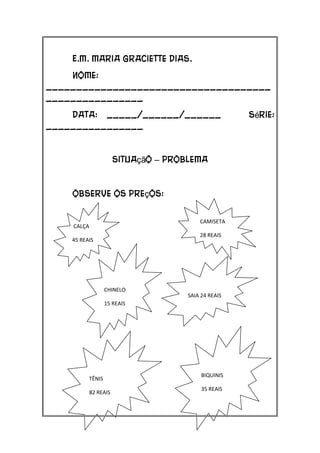 Atividade Diversas de Matemática