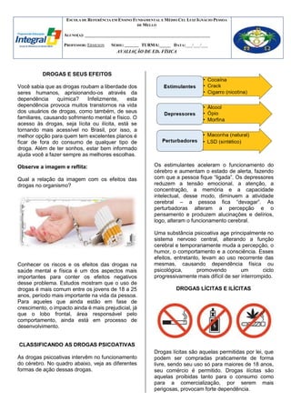 ATIVIDADE ED FISICA - DROGAS - TUDO SALA DE AULA.docx