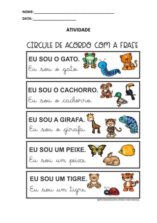 Atividade leitura frases | DOCX