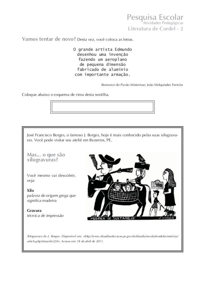 Atividade literatura de cordel