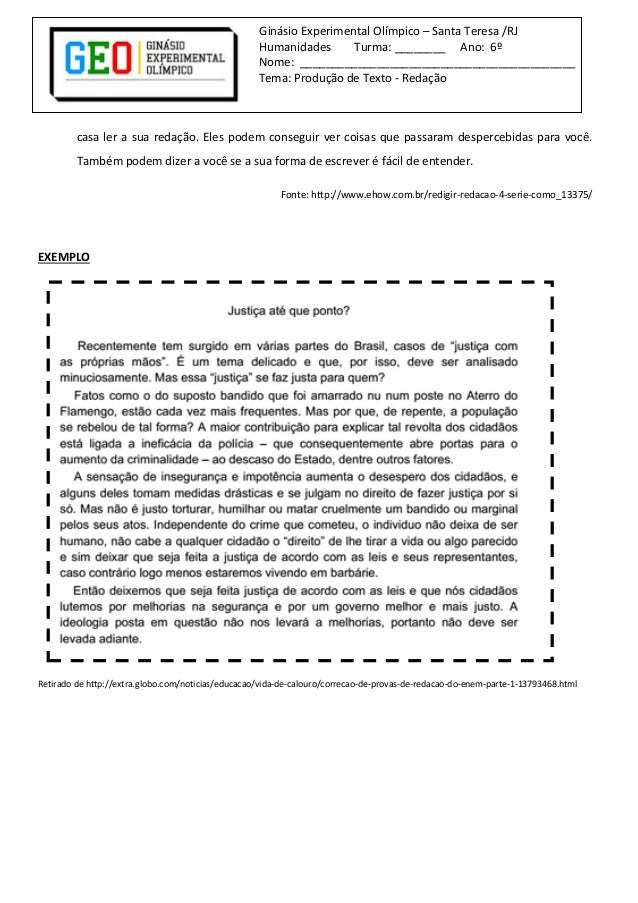 Língua Portuguesa 6º ano: como se faz uma redação?